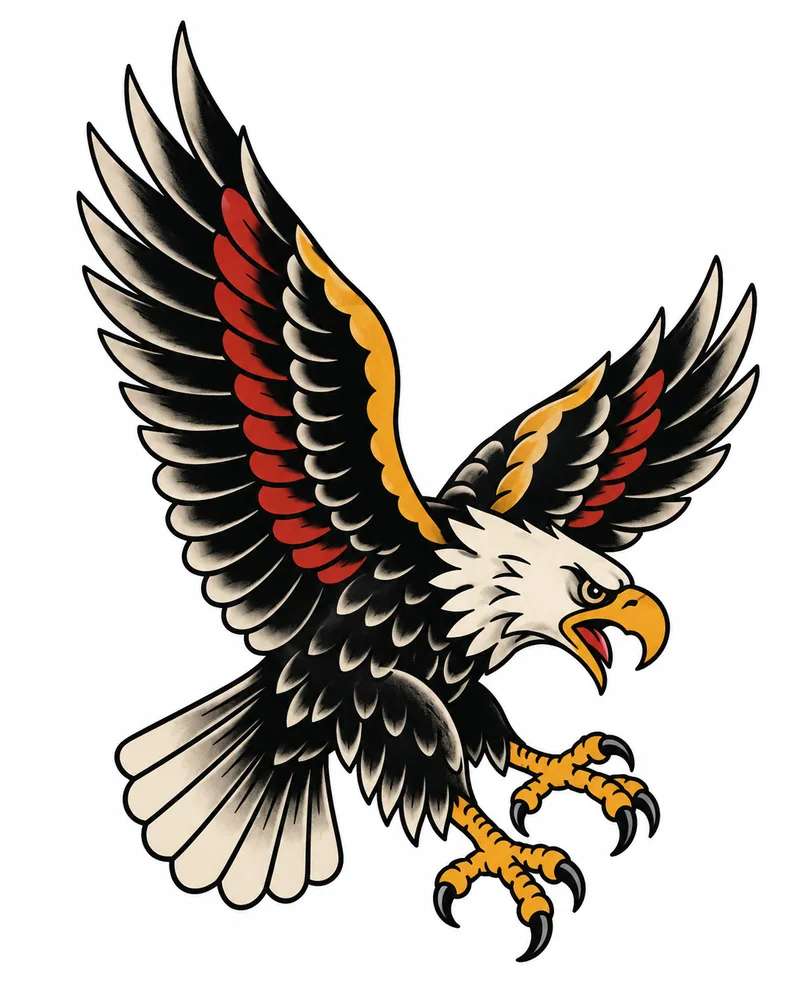 American traditional eagle arm tattoo design in color, for the upper arm