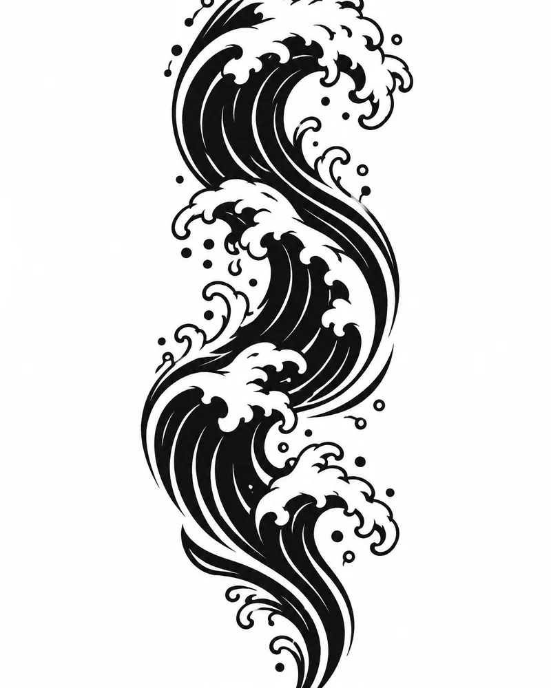 Blackwork wave band arm tattoo design, for the forearm
