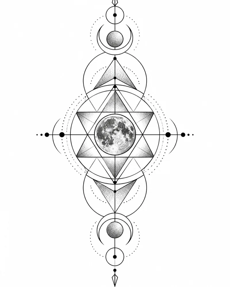 Geometric vertical column back tattoo design