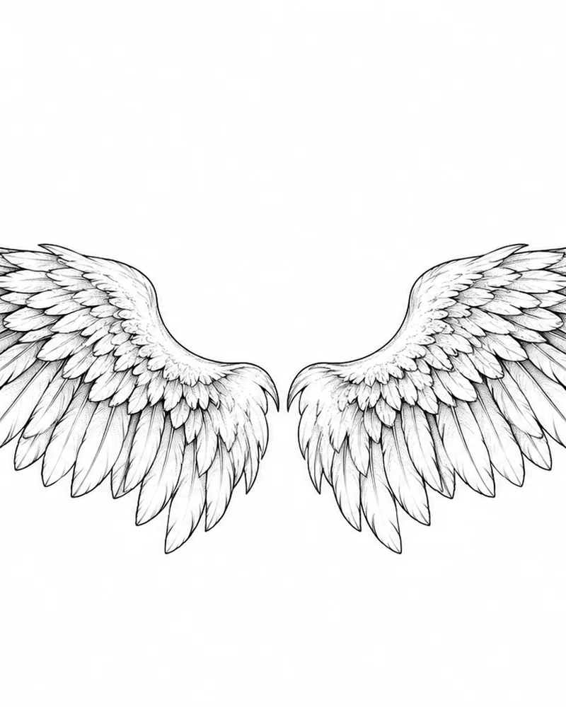 Fine line horizontal wings chest tattoo design