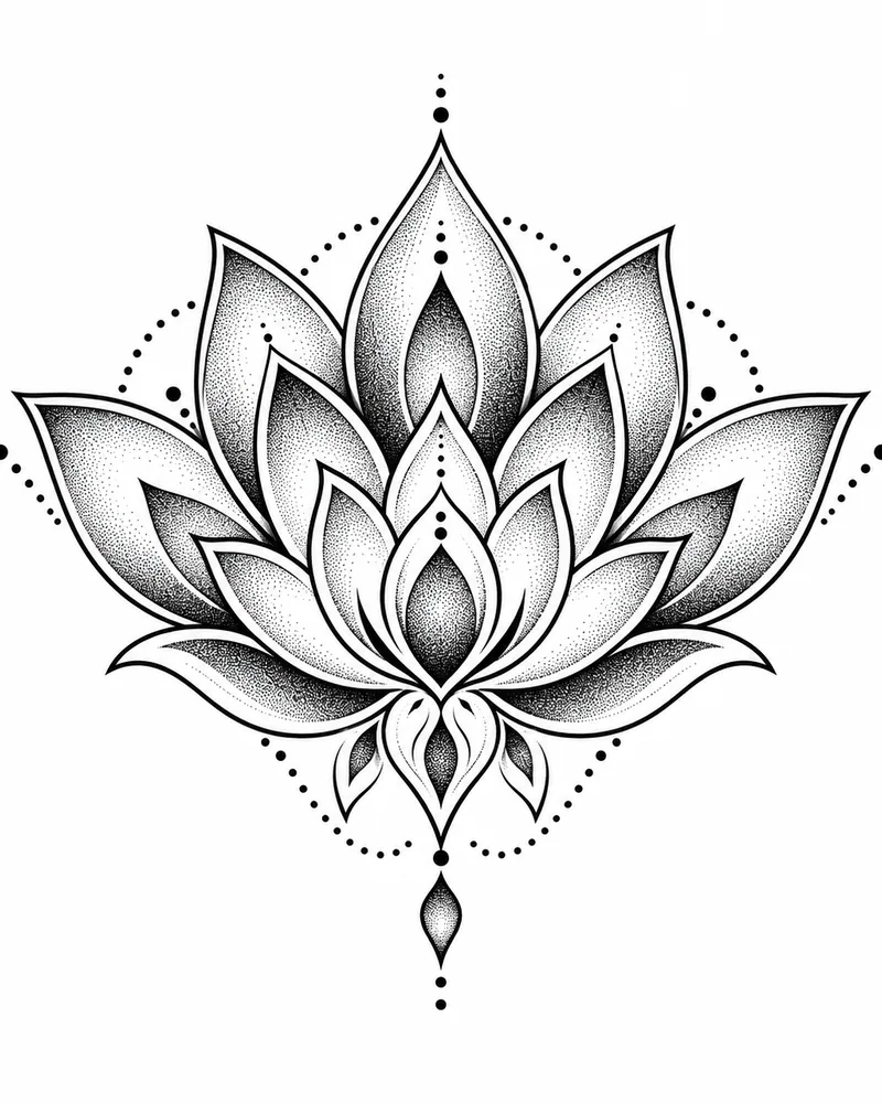 Dotwork mandala hand tattoo design, for the back of the hand