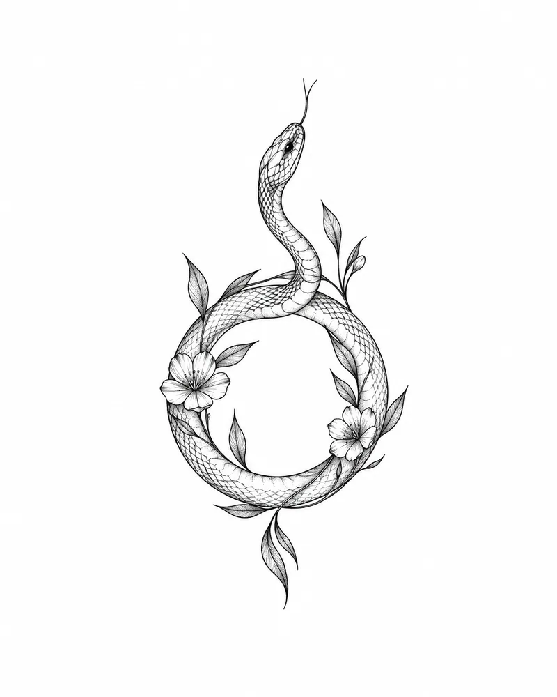 Fine line snake ring finger tattoo design, a hand tattoo idea