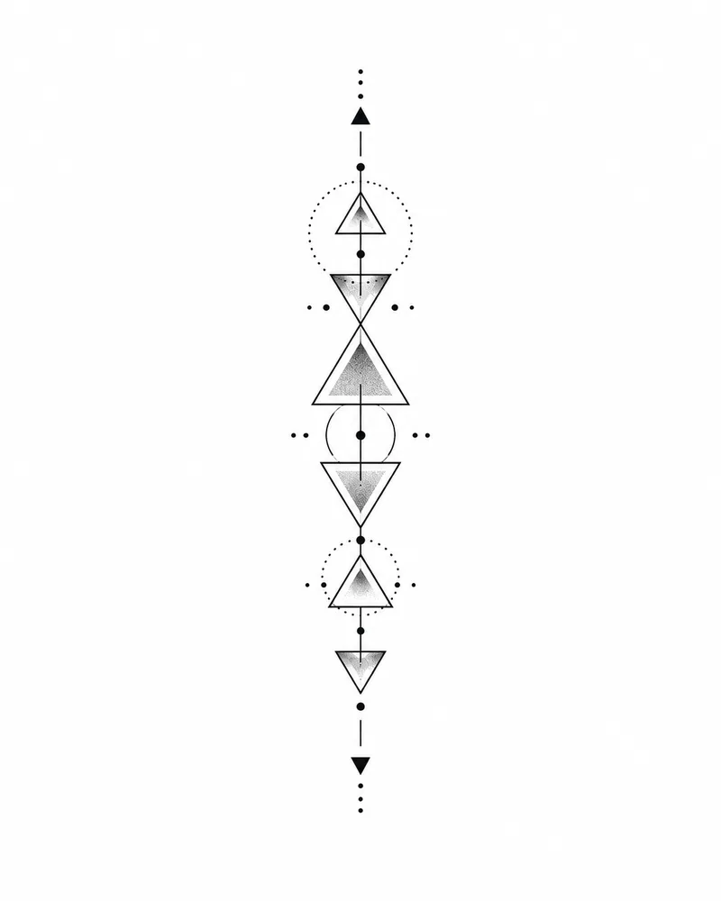 Geometric triangle band finger tattoo design, a hand tattoo idea