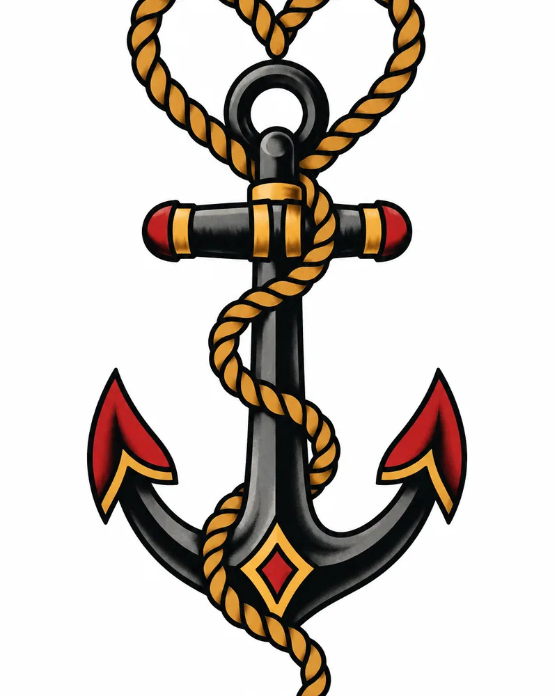 Traditional anchor and heart tattoo, a meaningful tattoo about staying grounded