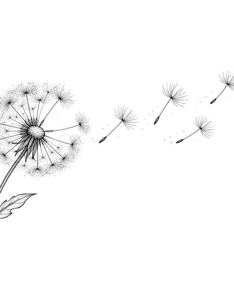 Fine line dandelion tattoo, a meaningful tattoo about letting go, for the ankle