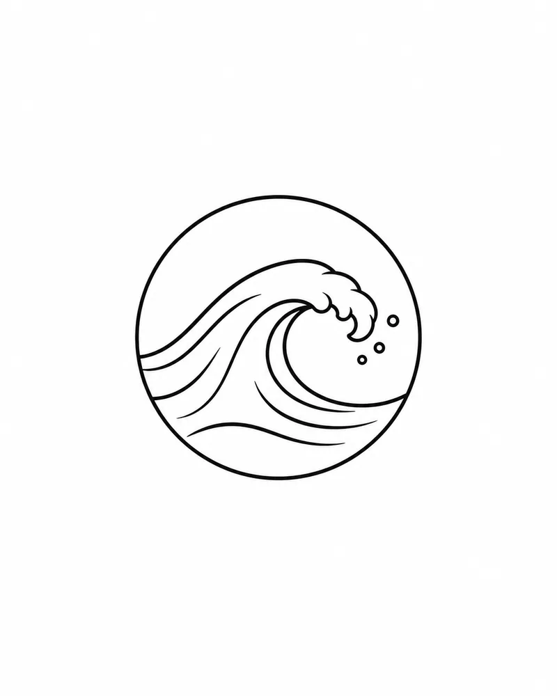 Minimalist wave in a circle tattoo, a meaningful tattoo about resilience
