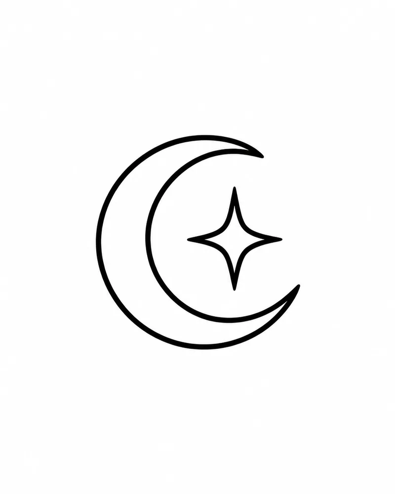 Minimalist moon and star memorial tattoo design, for the wrist