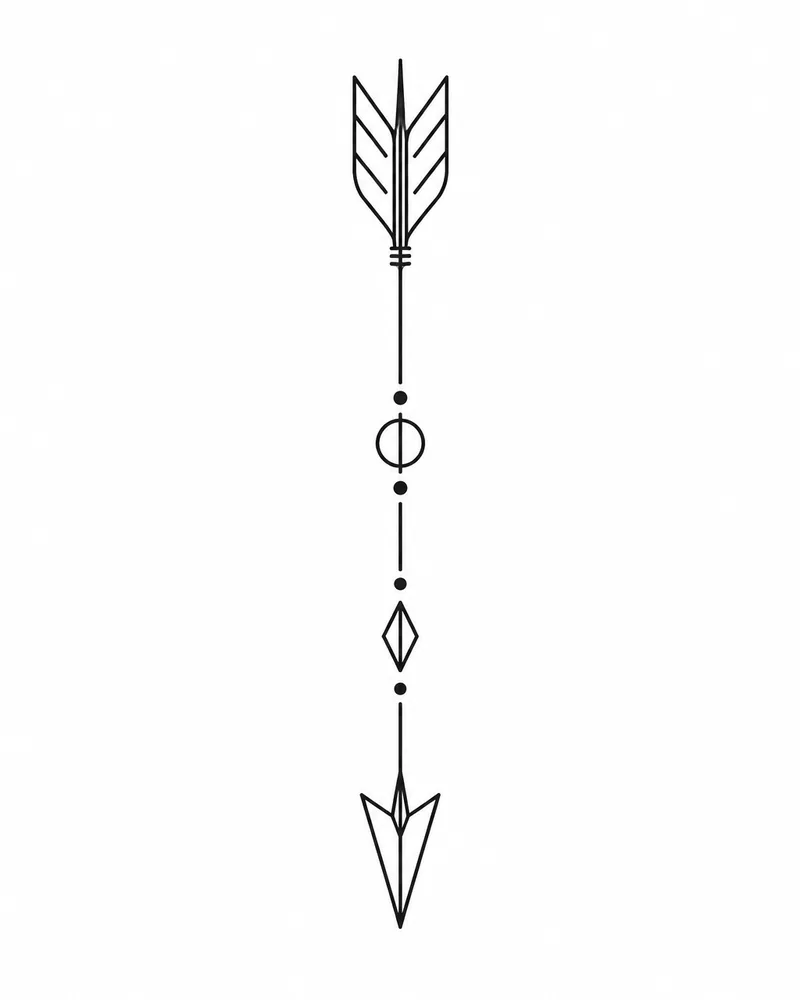 Minimalist vertical arrow neck tattoo design