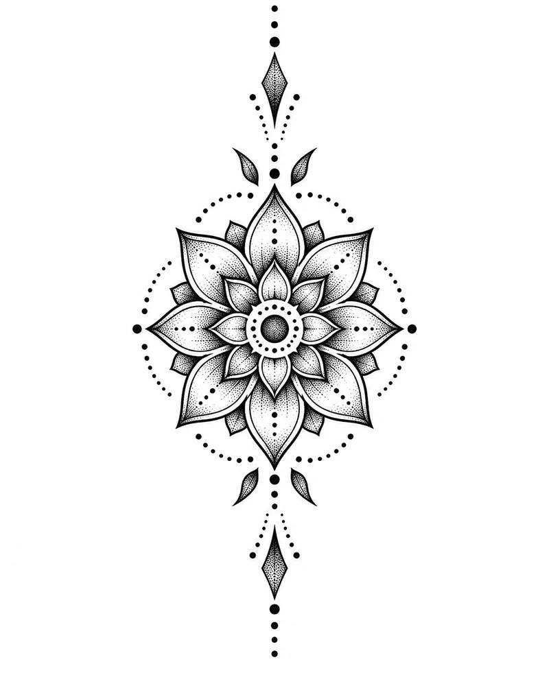 Dotwork small mandala neck tattoo design