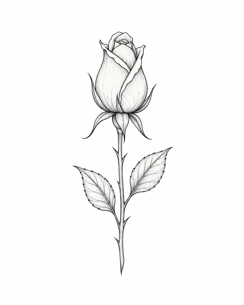 Fine line rosebud neck tattoo design