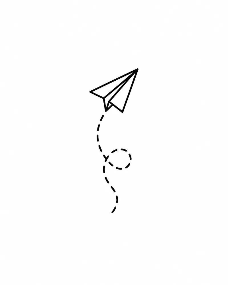 Small minimalist paper plane tattoo design, for a finger