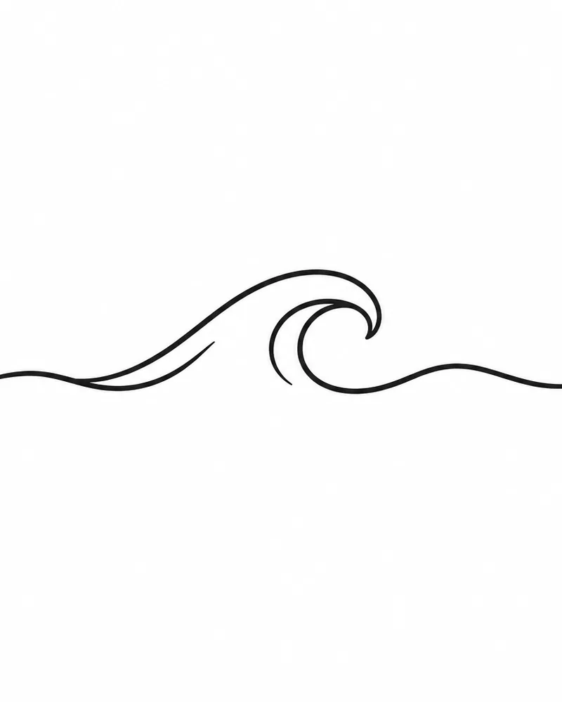 Small minimalist wave tattoo design, black ink, for the ankle