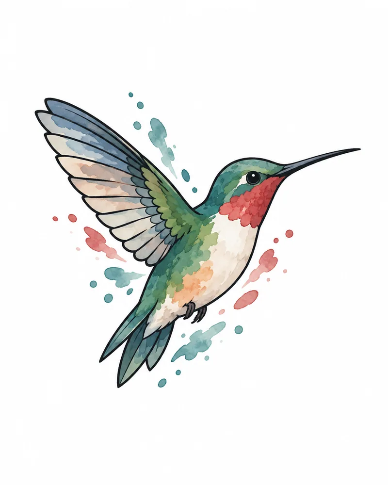 Watercolor tiny hummingbird wrist tattoo design