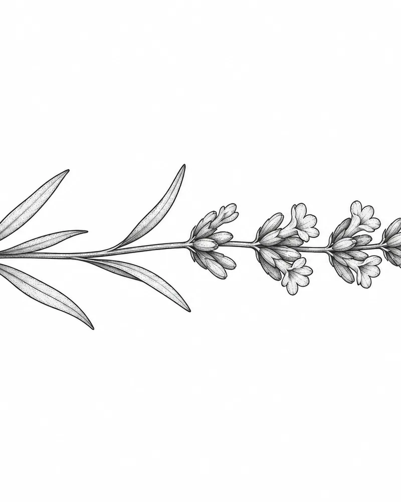 Fine line lavender sprig wrist tattoo design