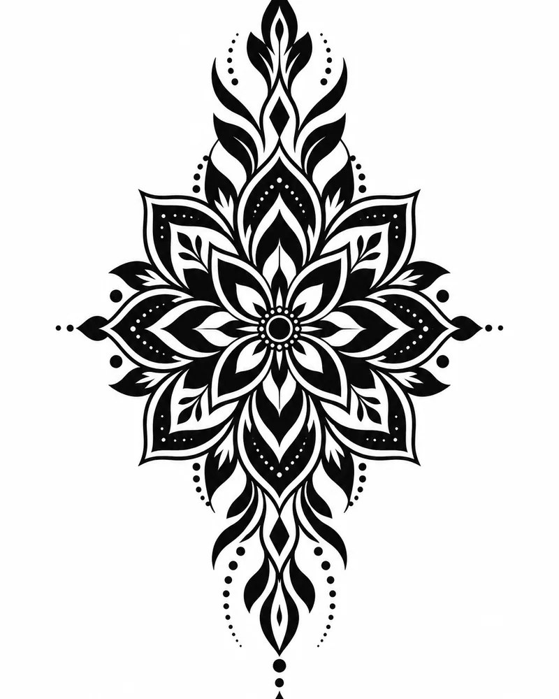 Blackwork ornamental mandala tattoo design