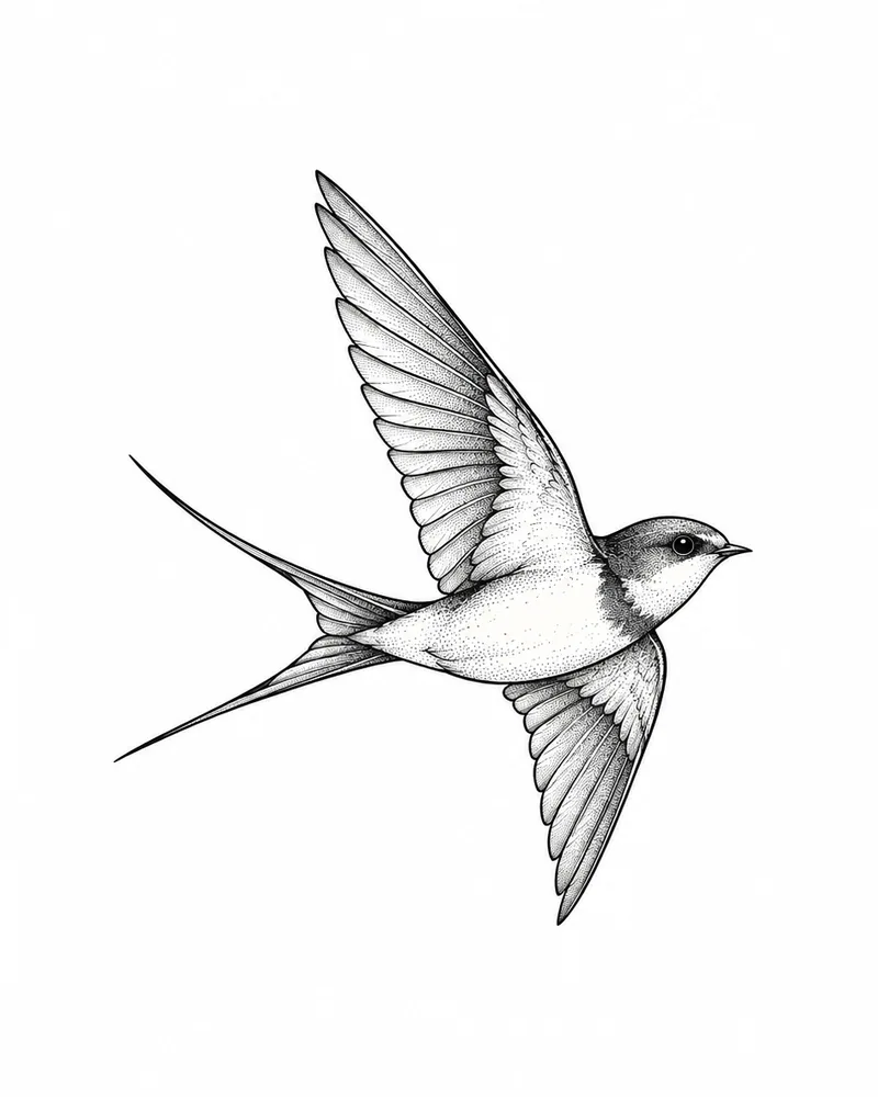 Fine line small swallow tattoo design, for the wrist