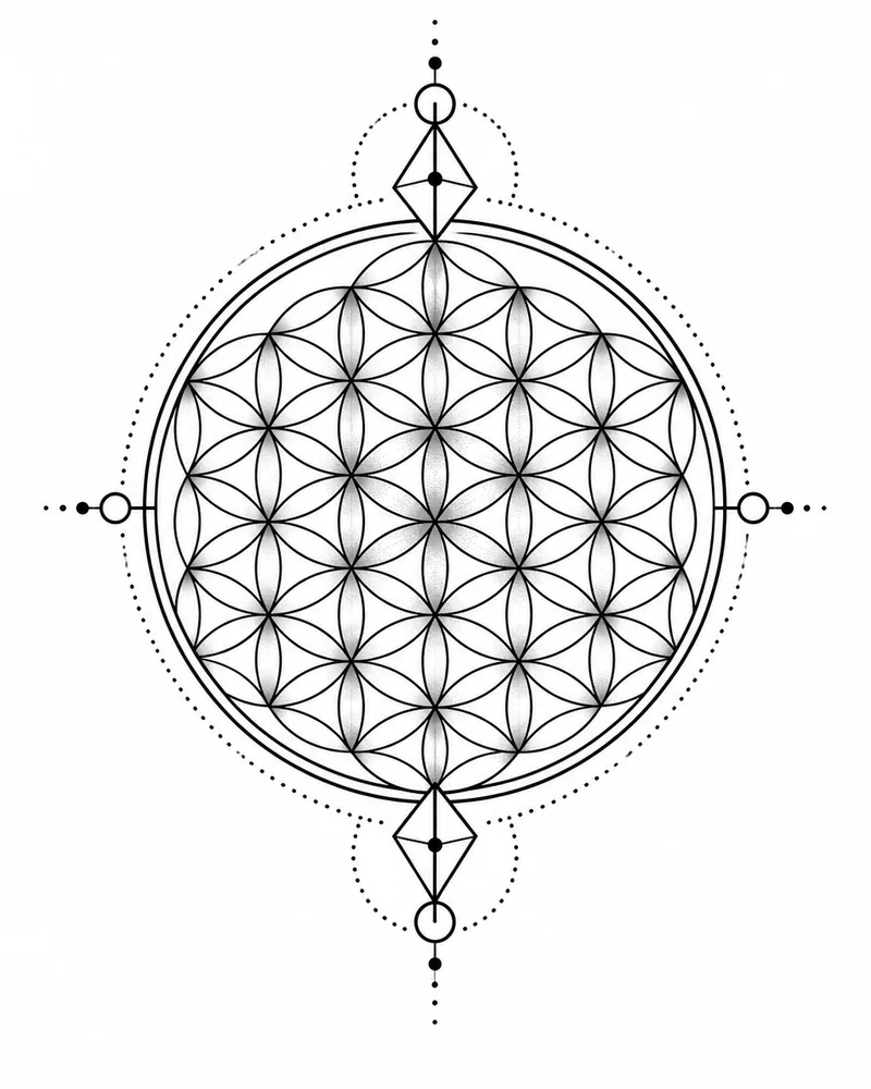 Geometric flower of life tattoo design