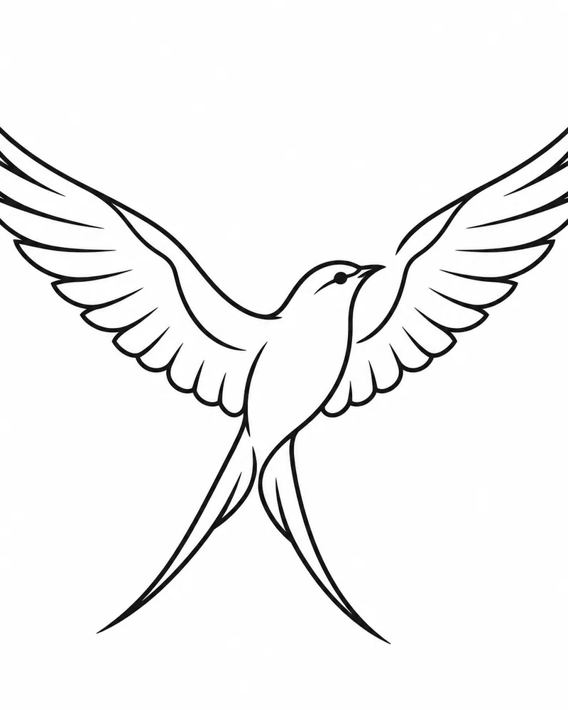 Minimalist bird in flight tattoo design, for the hand