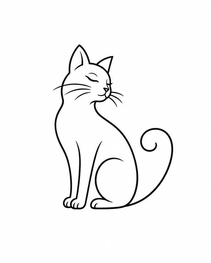 Minimalist one-line cat tattoo design, for the ankle