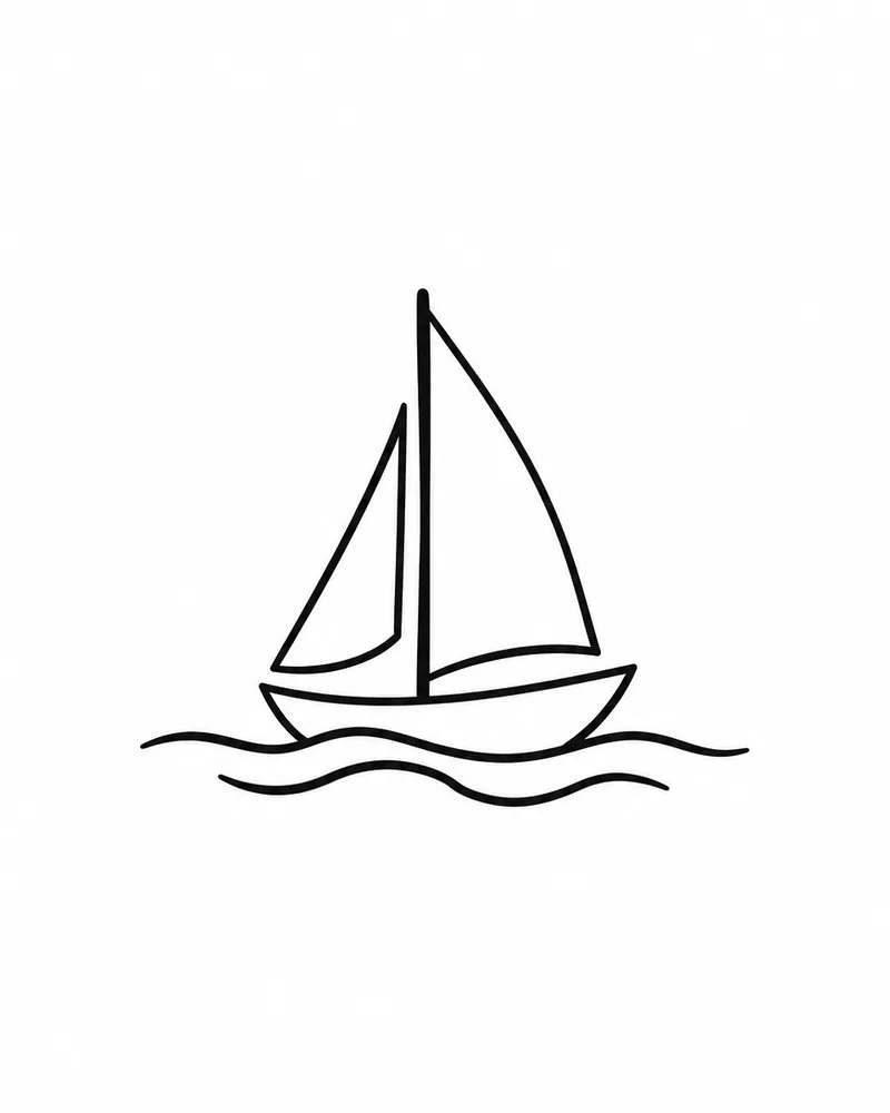 Minimalist tiny sailboat tattoo design, for the wrist