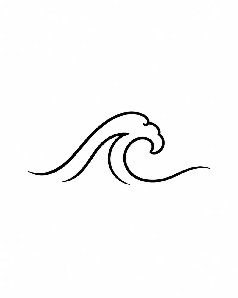 Minimalist small wave tattoo design, for the wrist