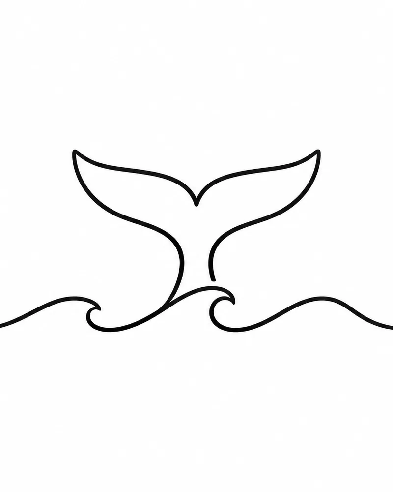 Minimalist whale tail tattoo design, for the ankle