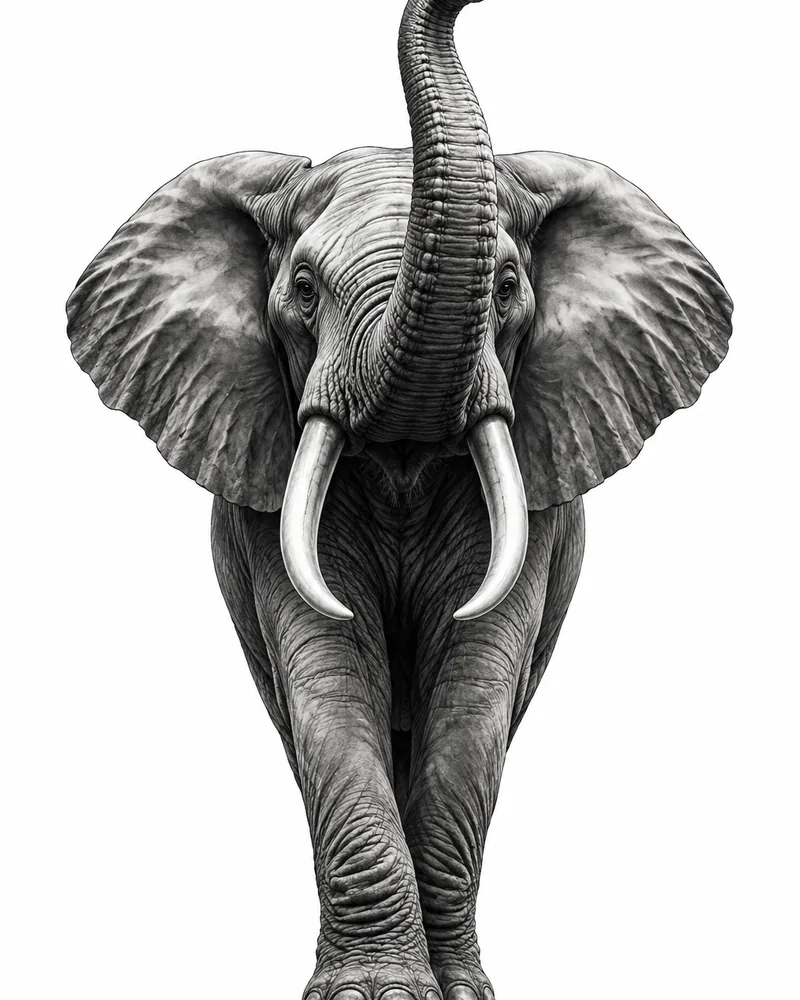 Realism elephant tattoo design, planned as a back piece