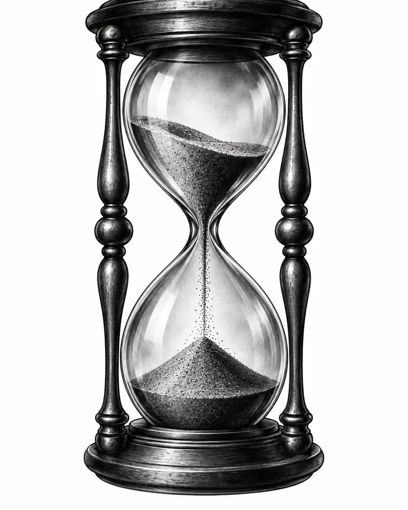 Realism hourglass tattoo design with falling sand