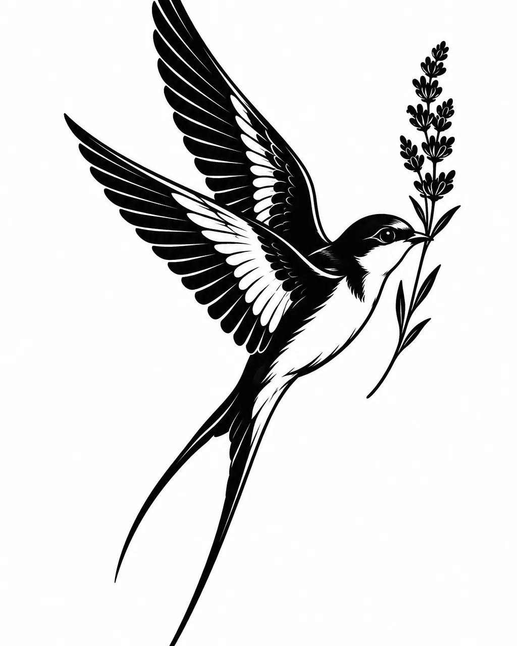 Swallow tattoo in blackwork style