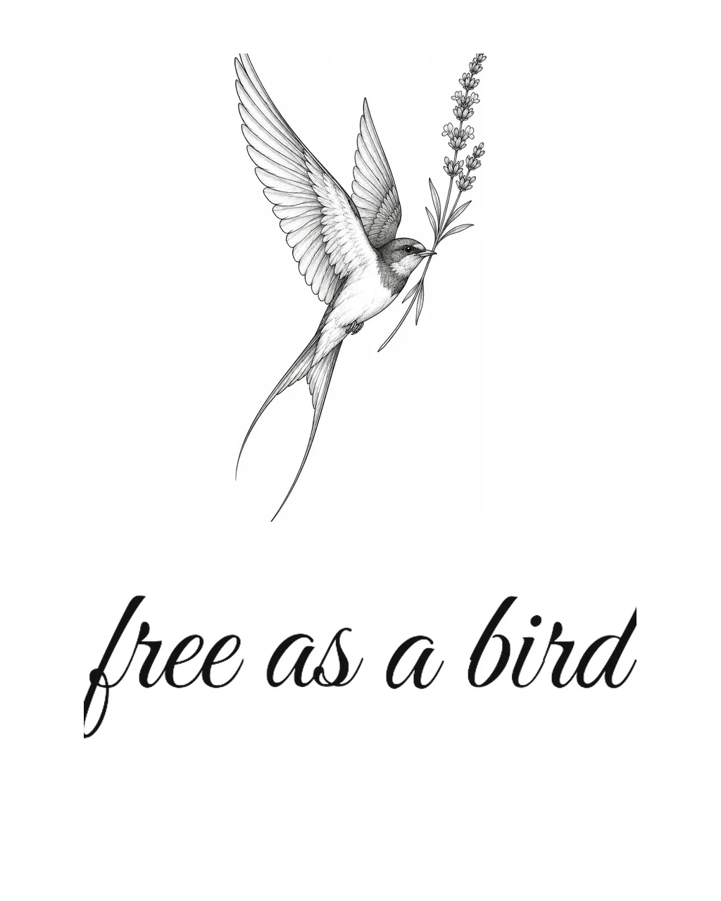 Swallow tattoo in script style