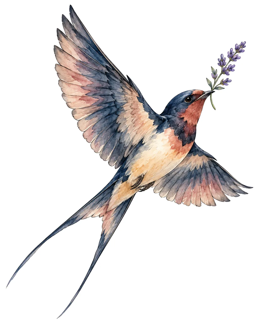 Swallow tattoo in watercolor style