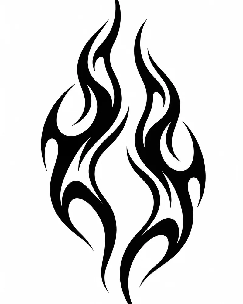 Neo-tribal flames tattoo design in solid black