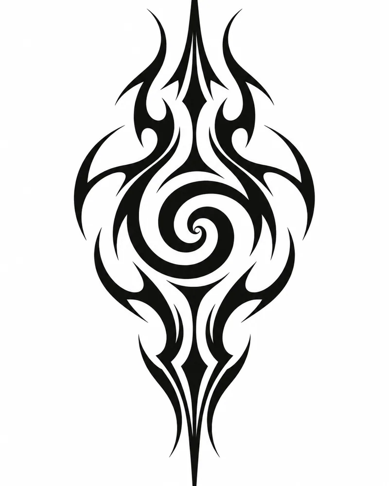 Neo-tribal spiral tattoo design, planned as a back piece