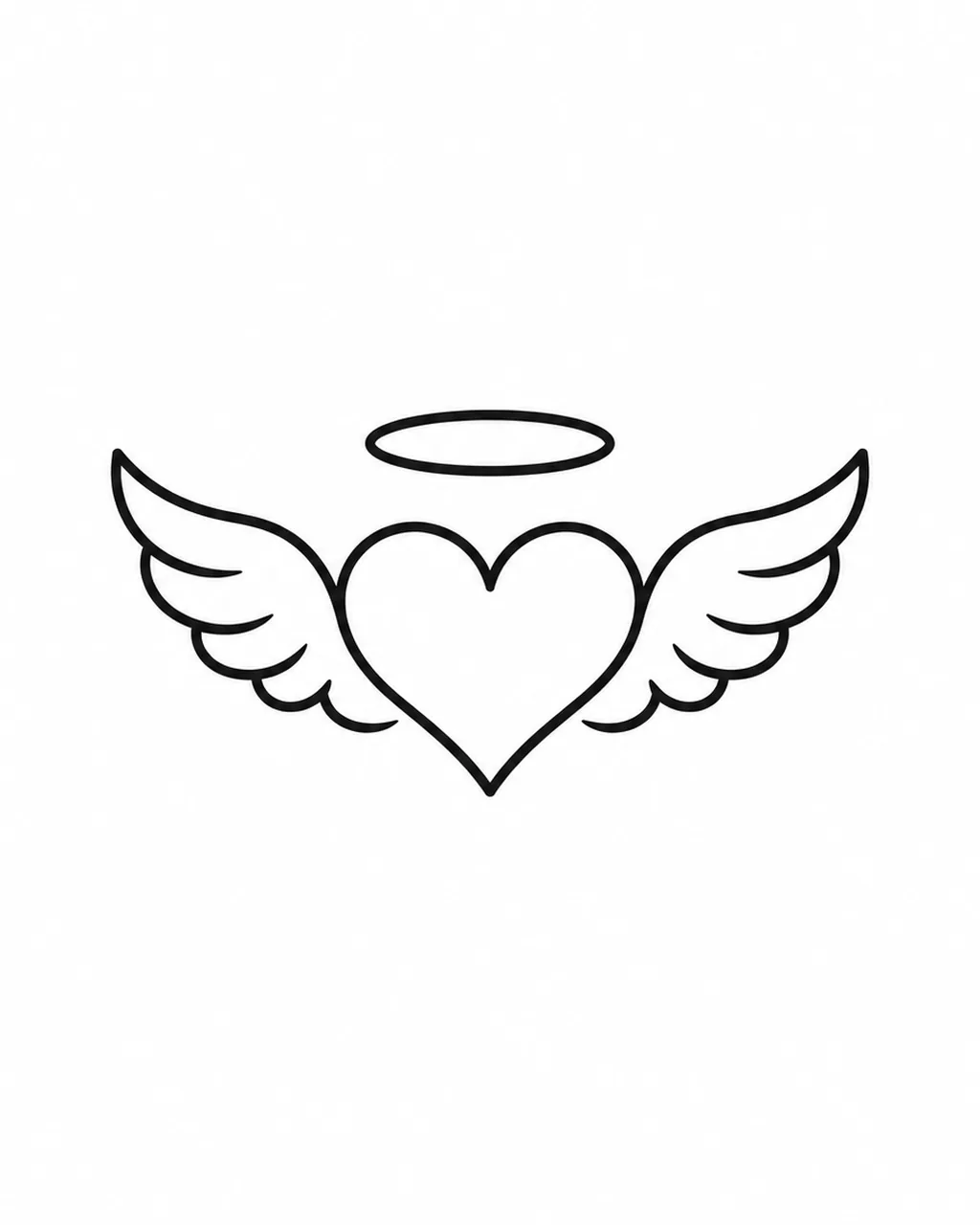 Minimalist winged heart angel tattoo design with a halo, for the wrist