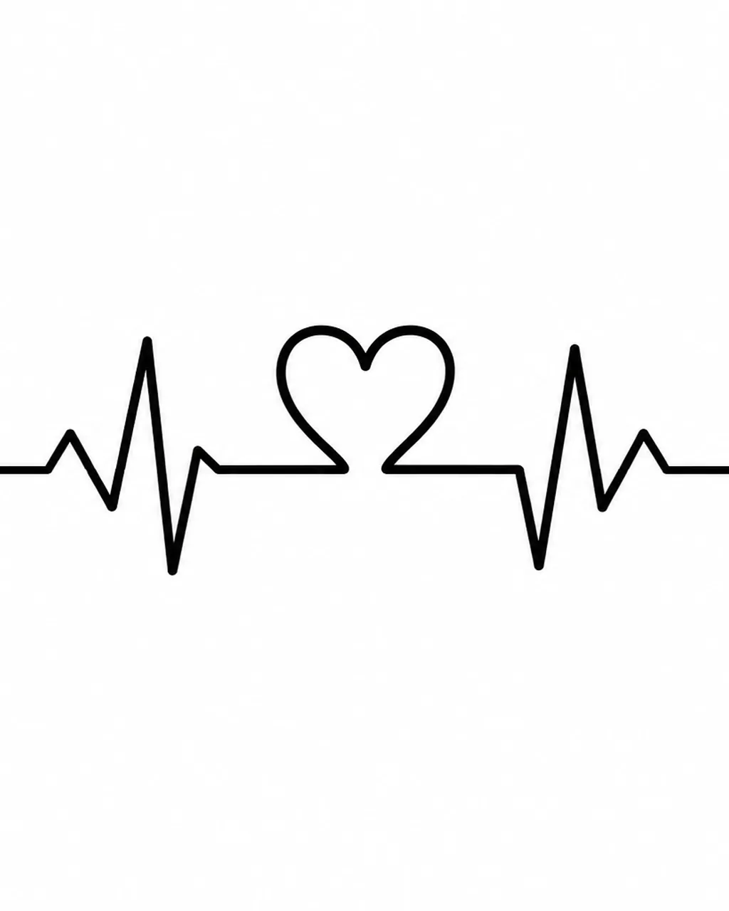 Minimalist heartbeat heart tattoo design, for the ankle