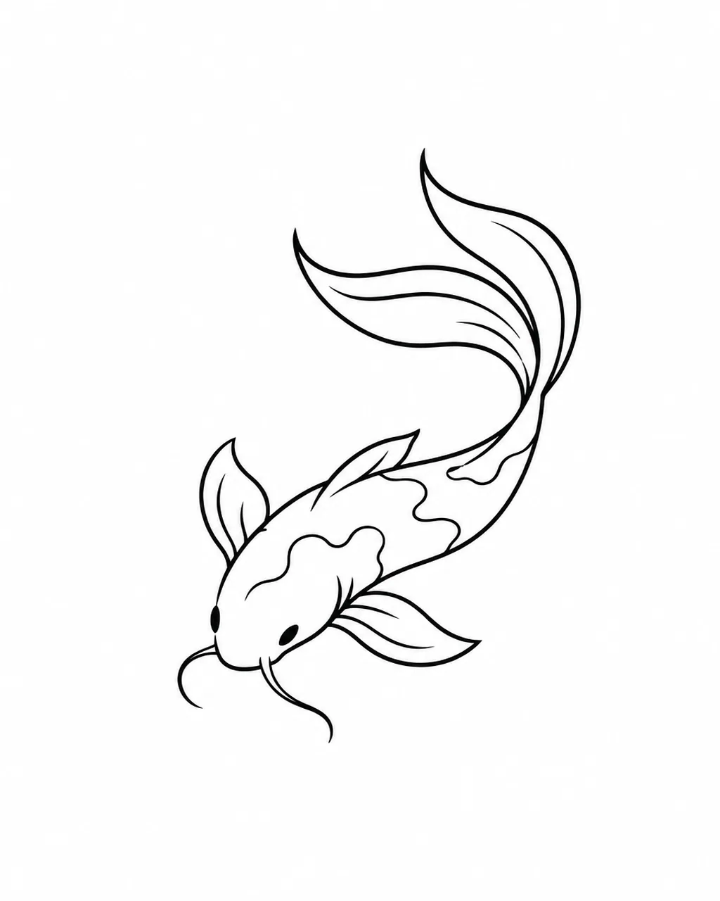 Minimalist koi fish tattoo design with a long flowing tail, for the wrist