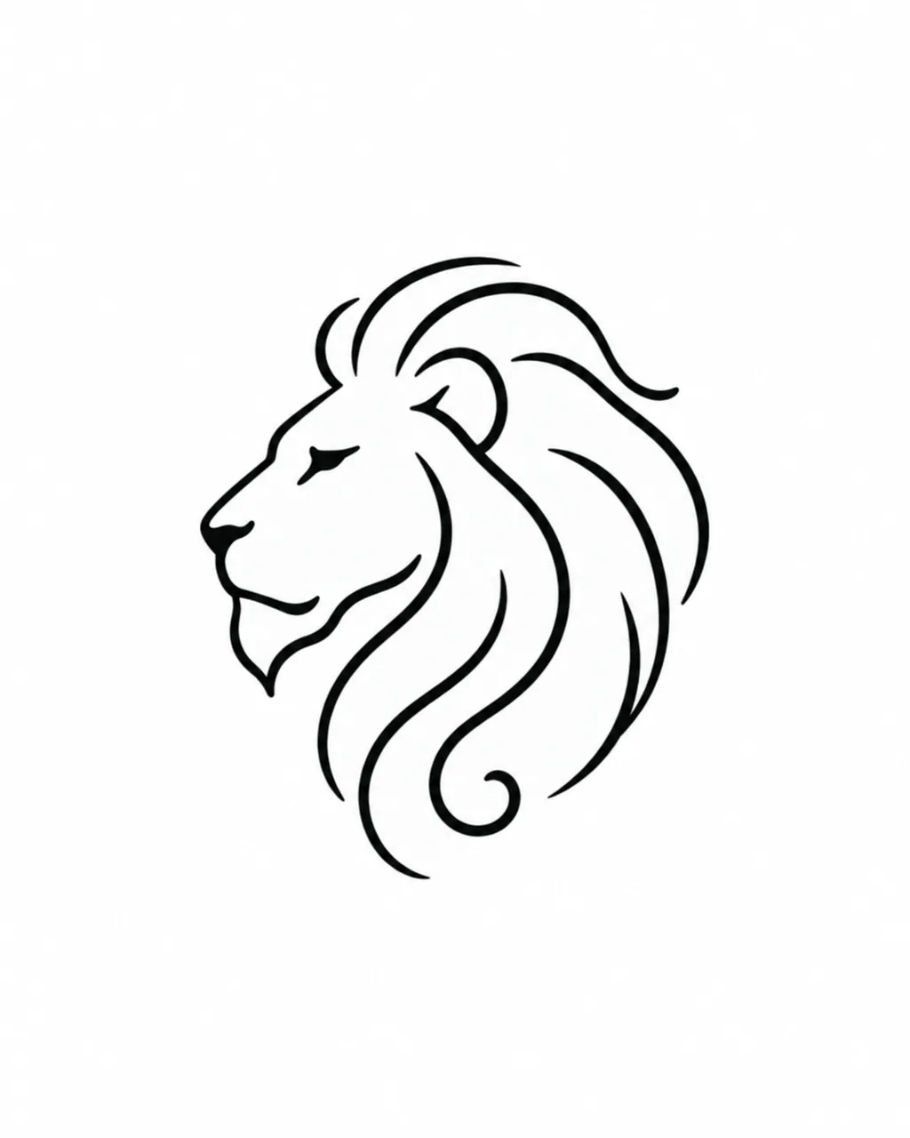 Minimalist lion profile tattoo design with a curled mane, for the wrist