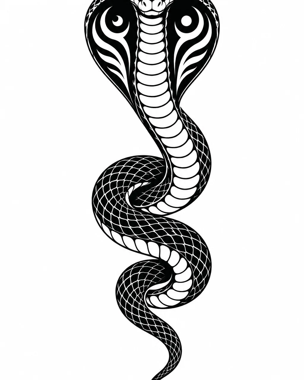 Blackwork cobra snake tattoo design with a flared hood, for the forearm