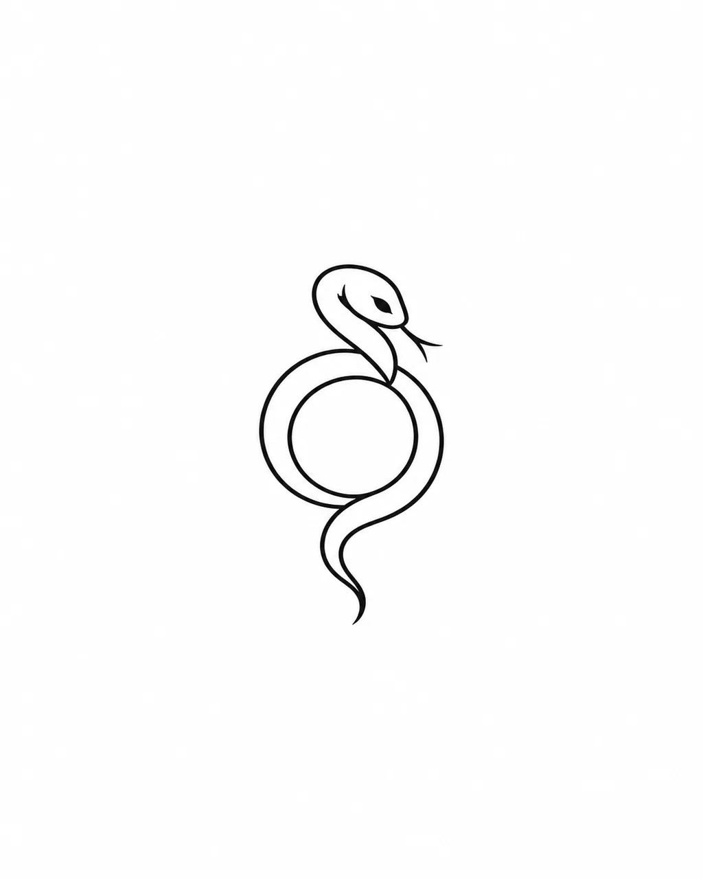 Minimalist tiny snake tattoo design curled in a loop, for a finger